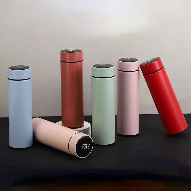 500mlSmartThermosWaterBottleStainlessSteelInsulationTouch