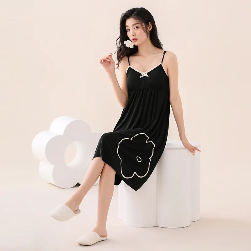 

Women's pajamas with chest pads and suspenders, summer Modal sleeveless vest, thin summer cool feeling, summer home wear