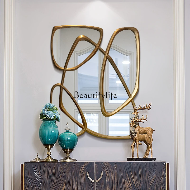 European and American antique gold entrance living room decorative mirror bedroom dressing mirror - Image 4