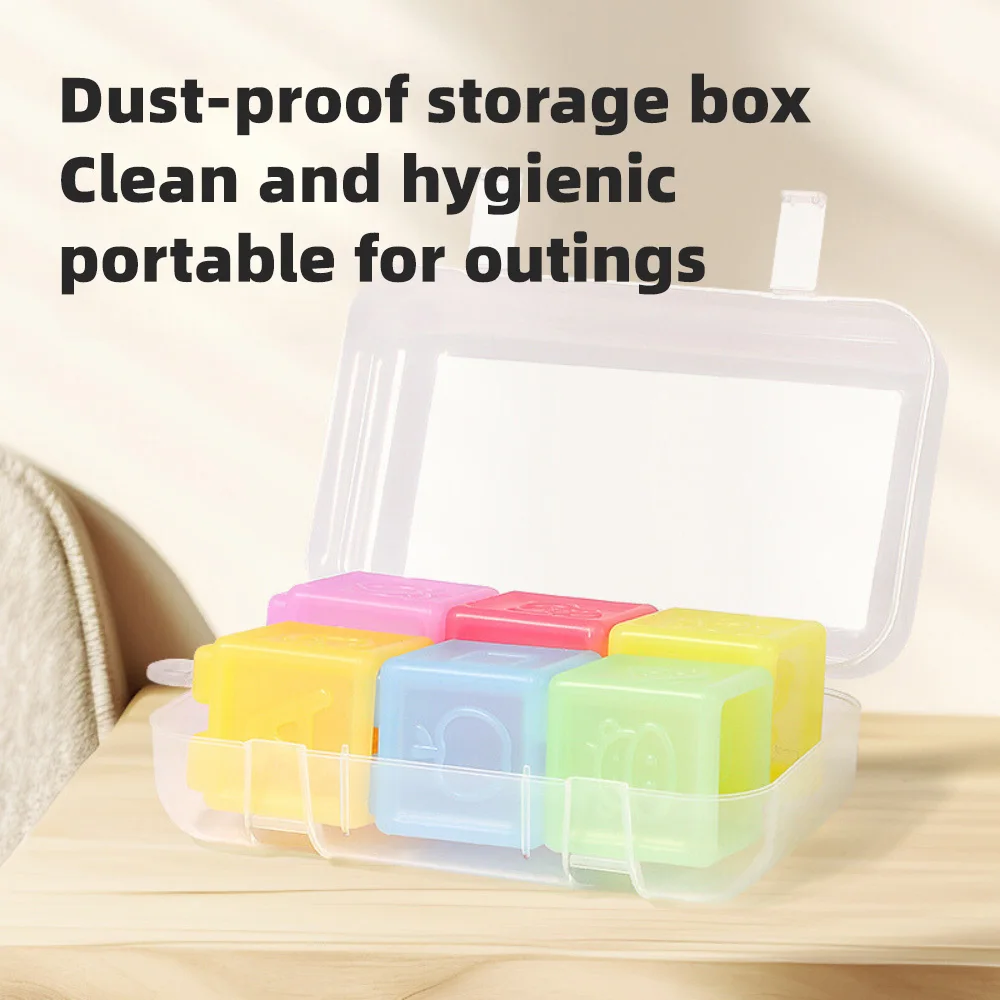 Educational Silicone Building Blocks Chewable Baby Toy Soft Rubber Blocks Storage Box For Kids Over 18 Months
