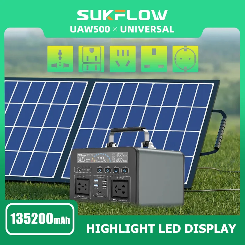 

Sukflow Universal 500W 135200mAh Outdoor camping portable small solar emergency power supply
