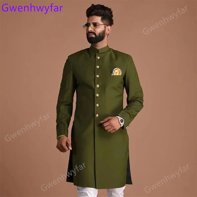 

Gwenhwyfar Modest Saudi Arabic Suits for Men Terno Social Masculino Stand Collar Men Wedding Suits Groom Conjuntos De Chaqueta