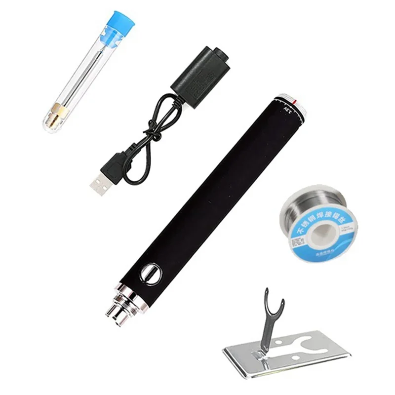 

USB 5V Wireless Charging Iron Rechargeable Soldering Iron with Solder Wire 510 Interface Welding Repair Tools Black