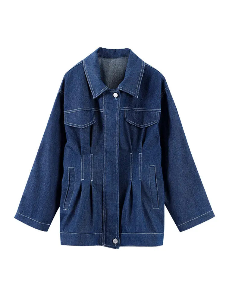 Vintage Washed Denim Women Shirt Slim Lapel Full Sleeve Single Breasted Female Jackets 2025 Spring Fashion Lady Outerwear 6
