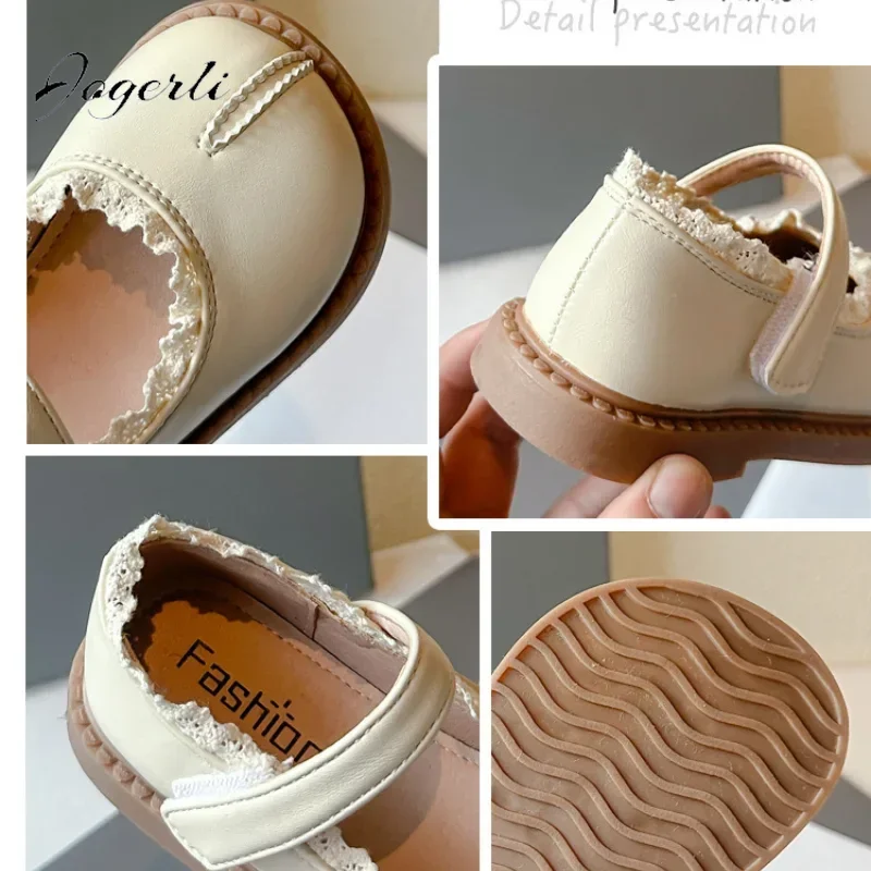 Girls' PU Leather Shoes Soft-soled Children's Baby Shoes Split-toed Children's School Student Princess Size 22-33