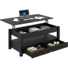 Coffee Table, Lift Top Coffee Table with Drawers and Hidden Compartment, Retro Central Table with Wooden Lift Tabletop 1