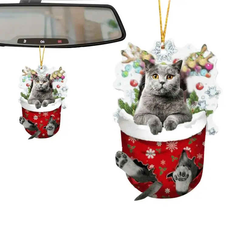 

Восхитительный котенок, Рождественское украшение, грязеотталкивающие 2D Акриловые подвесные Подвески для кошек, поделки для дверей, окон, шкафов, полки