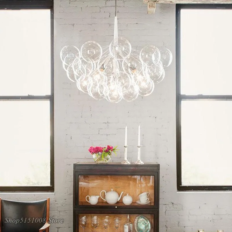

Nordic Glass Chandelier Concise Art Creative Designer Glass Bubble ball Hanging lamp modern decor chandelier lighting Fixtures