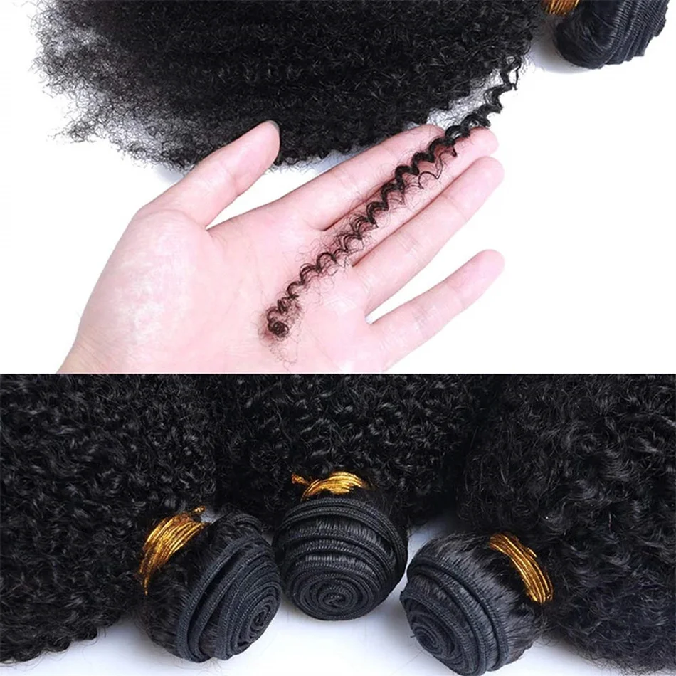 Brazilian Afro Kinky Curly Human Hair Bundles 4b 4c Afro kinky Bulk Human Hair Weave Bundle Deal Extensions