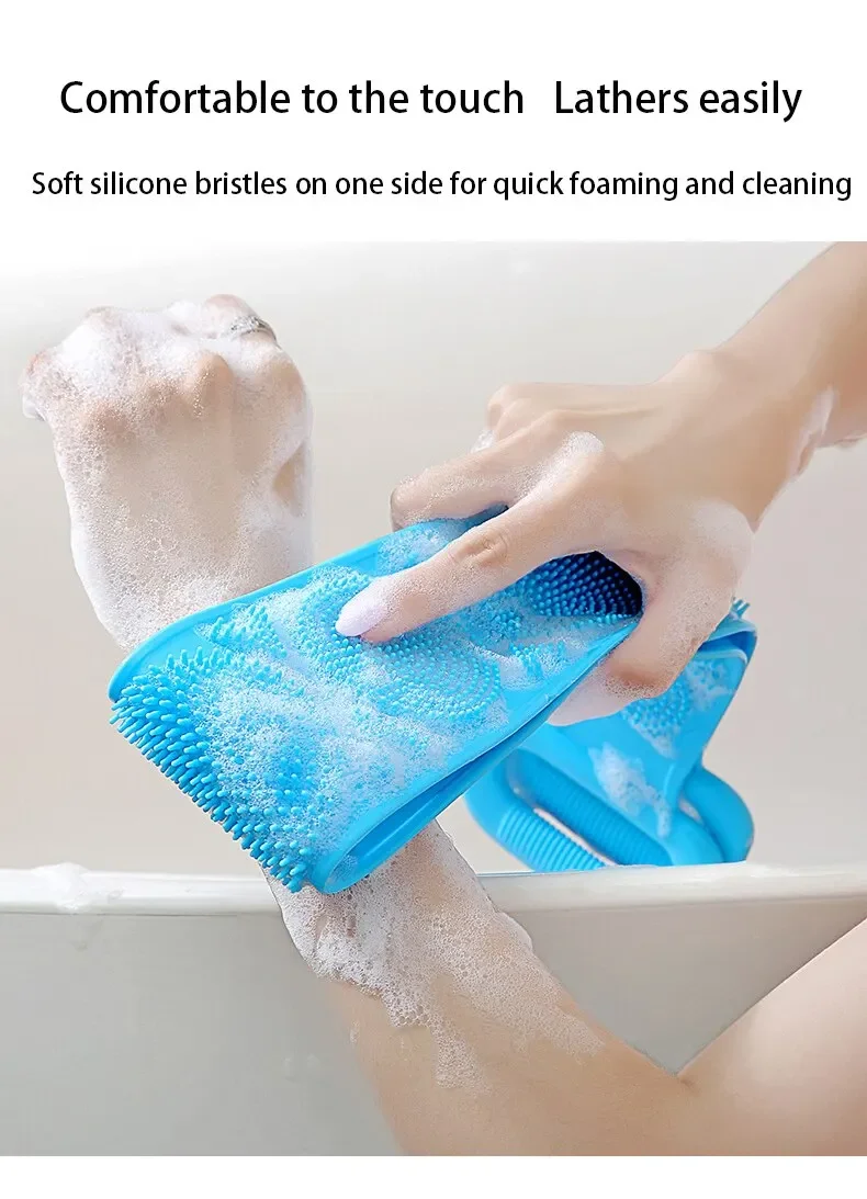 Silicone Body Scrubber  Massage Brush - Bath Towel Shower Belt for Skin Exfoliation