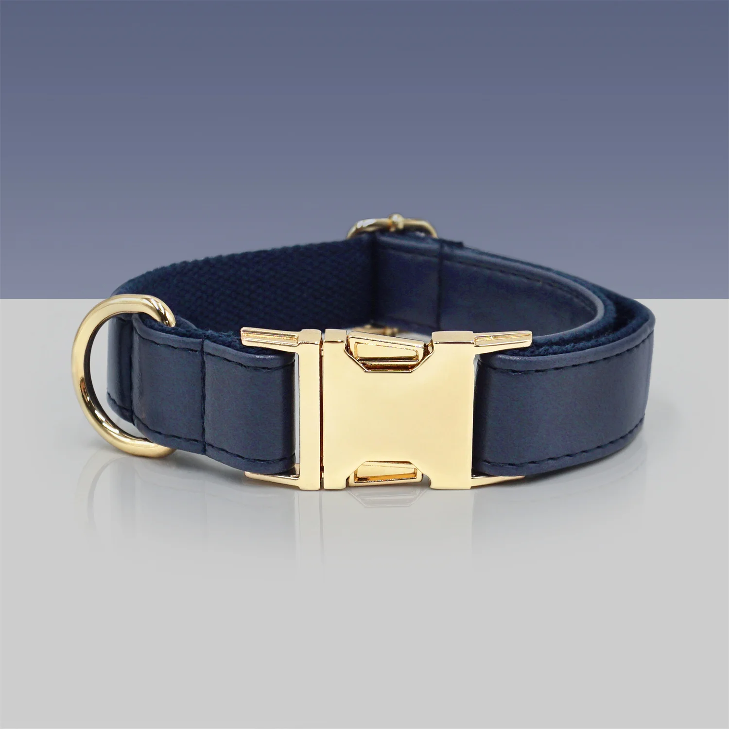 thumbnail image 1 of Collar personalizado azul marino para perros medianos y grandes, collar de cuero con grabado personalizado, correa y cierre de seguridad, cuerda para caminar, 1 of 5