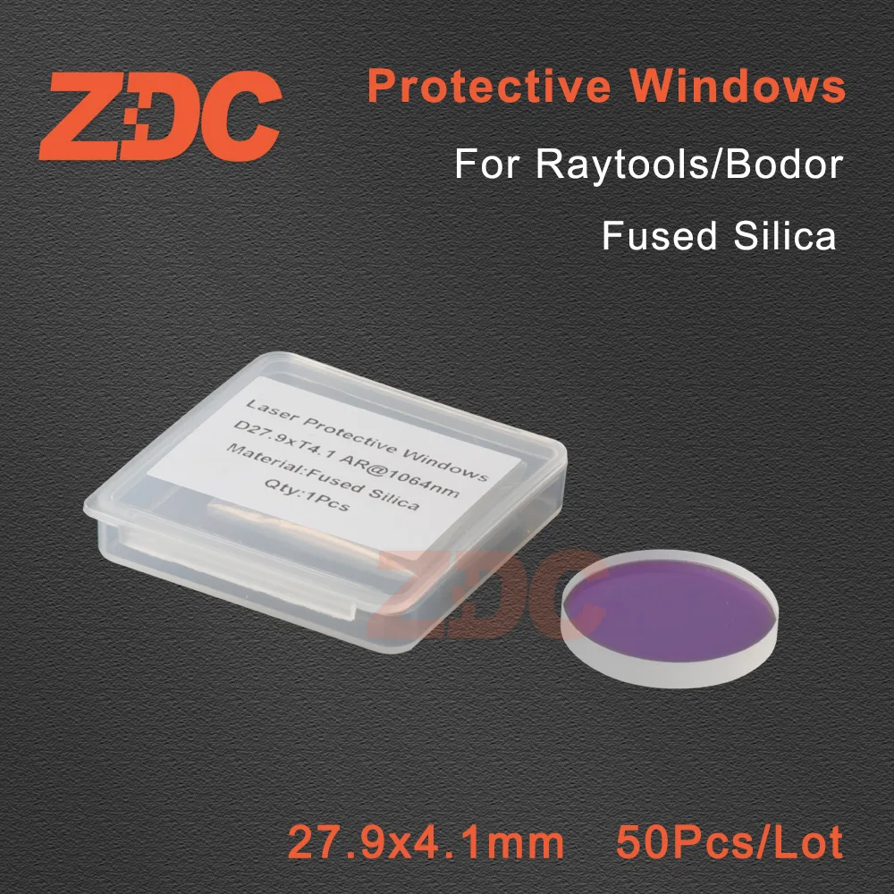 

ZDC 50pcs/Lot Raytools Laser Protective Windows/Lens 1064nm 28*4/27.9*4.1mm For Raytools Bodor Fiber Laser Cutting Machine