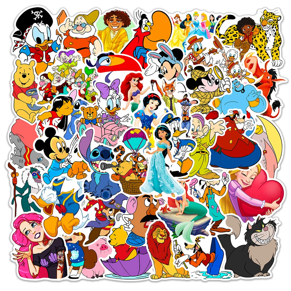 10/30/50/100pcs Disney Mix Character Cartoon Anime Stickers Cute Princess  Mickey Decals Laptop Phone Luggage Sticker Kid Toy - AliExpress