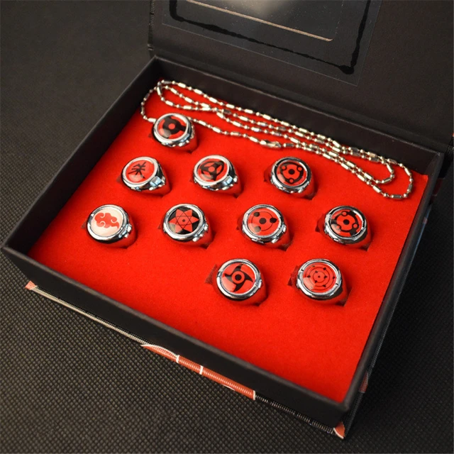 GetUSCart- MeDoTrendy 10PCS Anime Rings Akatsuki Rings Itachi Rings Costume Akatsuki  Rings Set With Necklace,Metal Nukenin Itachi Headband