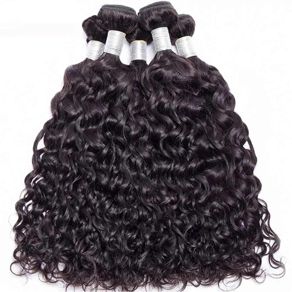 12A Water Wave Bundles With Closure Frontal Peruvian Deep Curl Wet and Wavy Bundles With Closure 100% Remy Human Hair Weave human hair bundles,human hair weave