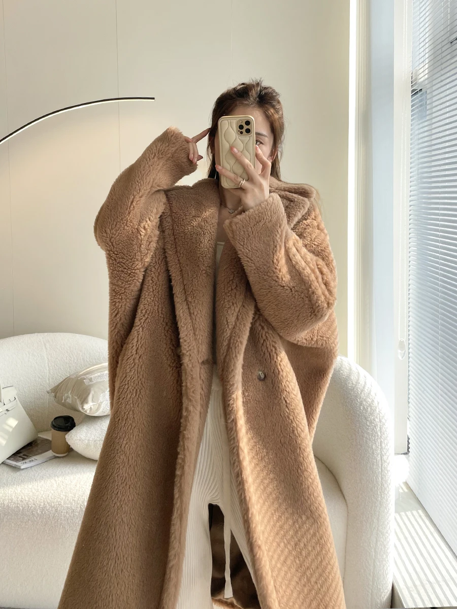 2024 New Autumn and Winter Camel Teddy Bear Coat Women's Fur