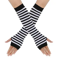 Warmer Knitted Long Fingerless Gloves Elbow Mittens Christmas Acces Gift Fashion Women Emo Gloves Lady Striped Elbow Gloves - Image 6