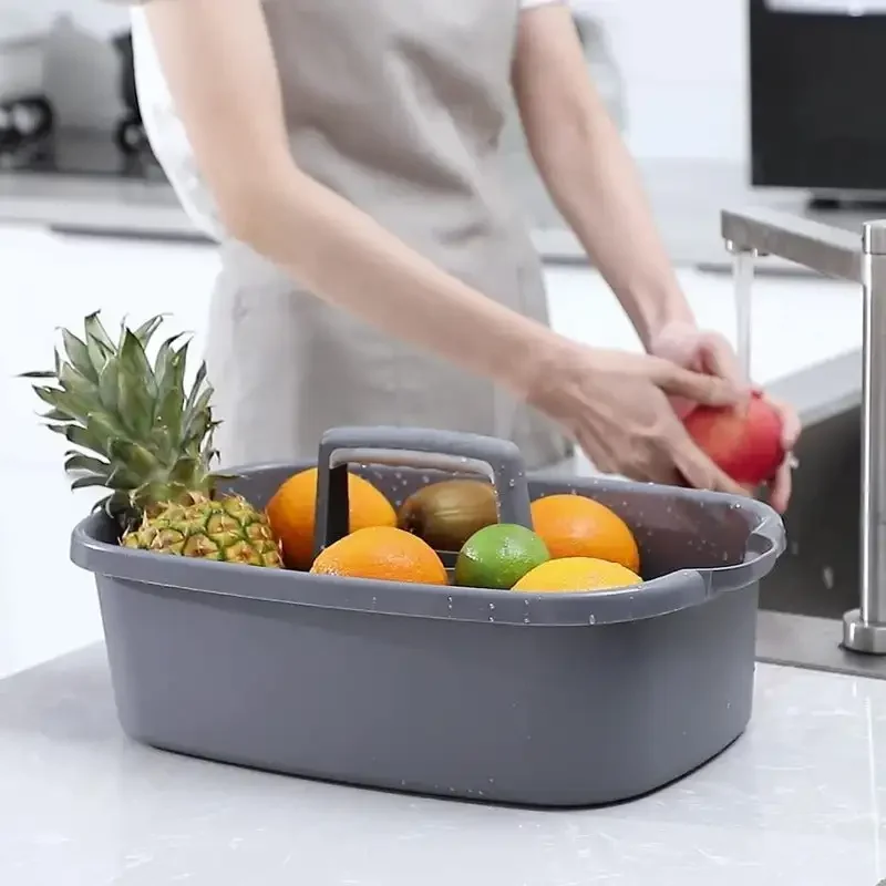 Cleaning Supplies Caddy Portable Shower Basket Supply Organizer with Handle Plastic Bucket Tool Storage Dark Gray