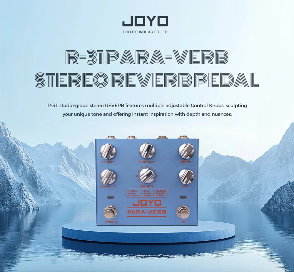 R-31 PARA-VERB Reverb Pedal Infinite & Trail Function 9 Stereo Reverb Effects Pe