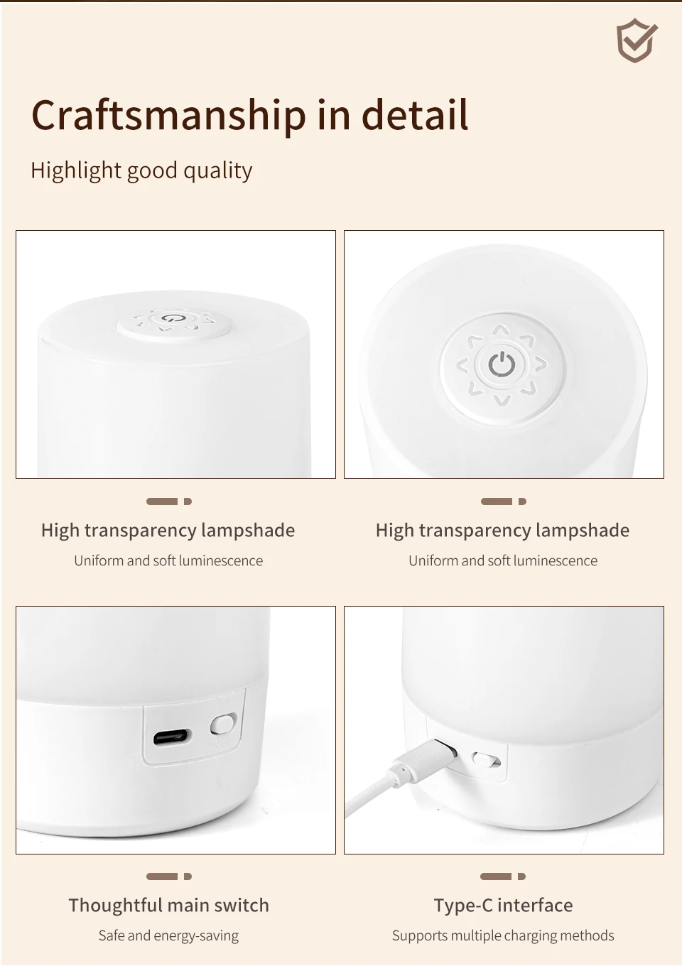 LED Table Lamp Remote Control Reading Light Touch Dimmable USB Rechargeable Lamp Three Colors Bedroom Bedside Lamp Night Light
