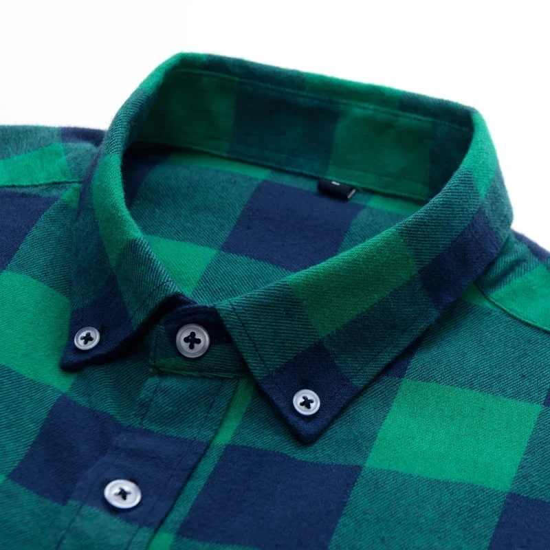 

2022 New Men Plaid 100% Cotton Spring Autumn Casual Long Sleeve Chemise Homme Male Check Shirts