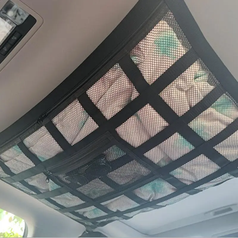 Rete Portaoggetti da Soffitto per Auto Universale con Cerniera, Regolabile Organizer da Carico