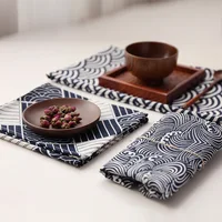 Set of 4 Napkins 30X45CM Cotton Linen Fabric Placemats Shell Print Pattern for Restaurant Living Room Coffee Dining Table Decors 5