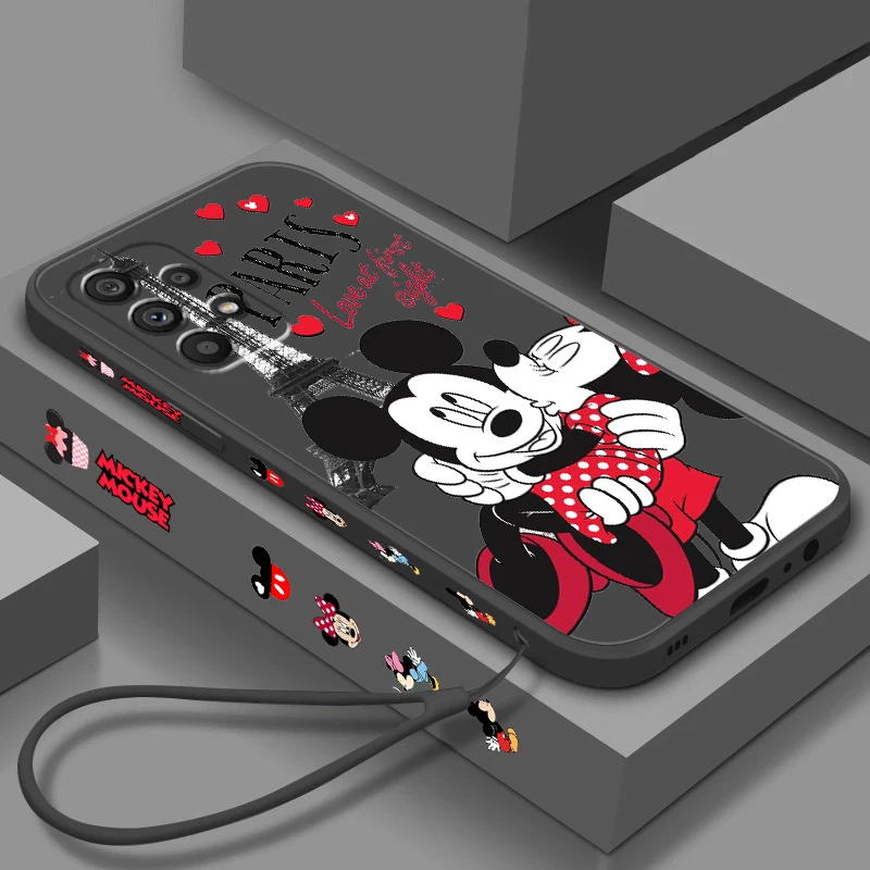 

Disney London Minnie Mickey Liquid Left Rope For Samsung A53 A52 S A33 A32 A51 A71 A21S A13 A73 A50 A72 A23 A12 5G Phone Case