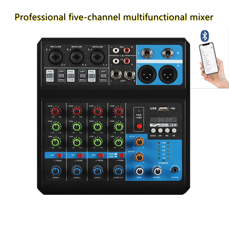 4-Way Mixer Audio Professional Sound With Card Effects Processor Pro Equipment Mixing Console Usb Portable Video Consumer audio mixer,audio processor