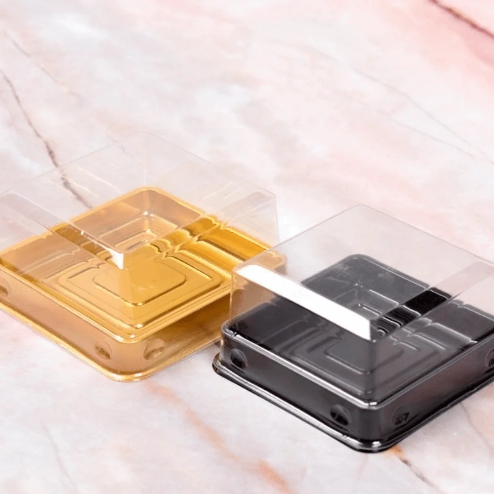 50Pcs Moon Cake Boxes, Square Plastic Cupcake and Muffin Containers, Transparent Pastry... - SKU PCB01628 - UGI Packaging
