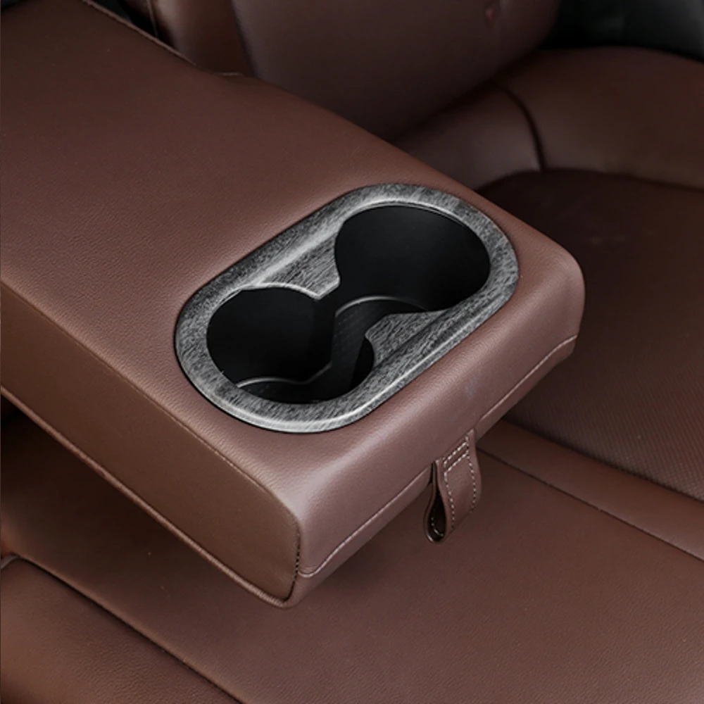

Wood Grain Styling Car Rear Seat Water Cup Holder Cover Interior Decorative Moulding For Hyundai Ioniq 6 LHD RHD
