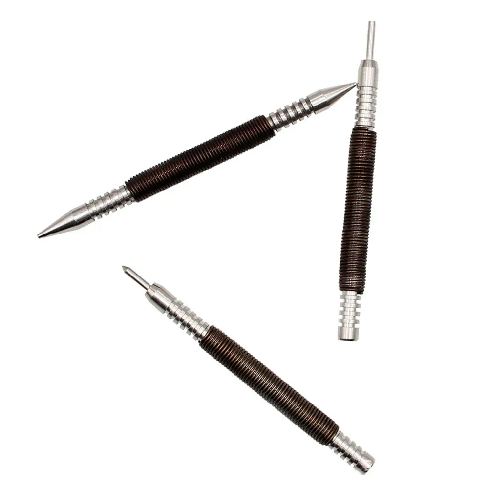 Spring Tool Center Pin Punch Spring Loaded Marking Woodwork 1/8 3/32 Inch Double-headed Nails For Punching Holes 3PCS