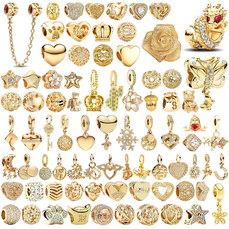 Gold Security Chain Snowflake & Dragon Hot Air Balloon Charm Beads for 925 Silver Bracelet 1
