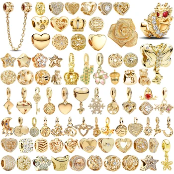 Gold Security Chain Snowflake & Dragon Hot Air Balloon Charm Beads for 925 Silver Bracelet 1