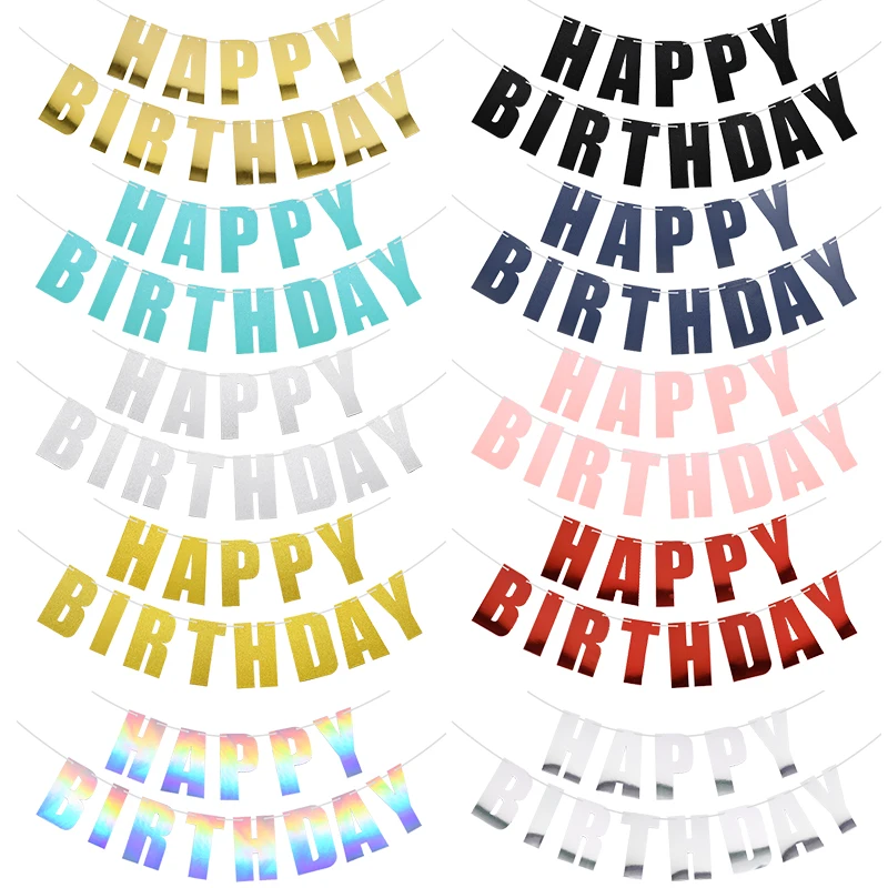 Happy Birthday Banner Flag 10 Color Wall Hanging Kids Birthday Party Paper Garland Baby Shower Decoration party decorations birthday banner