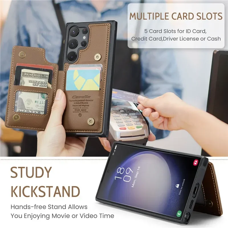 Leather Wallet Card Case with Flip Cover