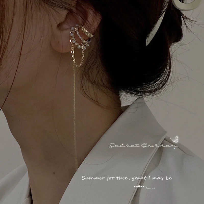 천연담수 껍질로 만든 동물 모양 쥬얼리 DIY 세트 8 진주 매트 태슬 비 피어싱 귀걸이, 여성용 이어 커프, 최신 유행 펑크 개성, 여성 이어 클립 쥬얼리