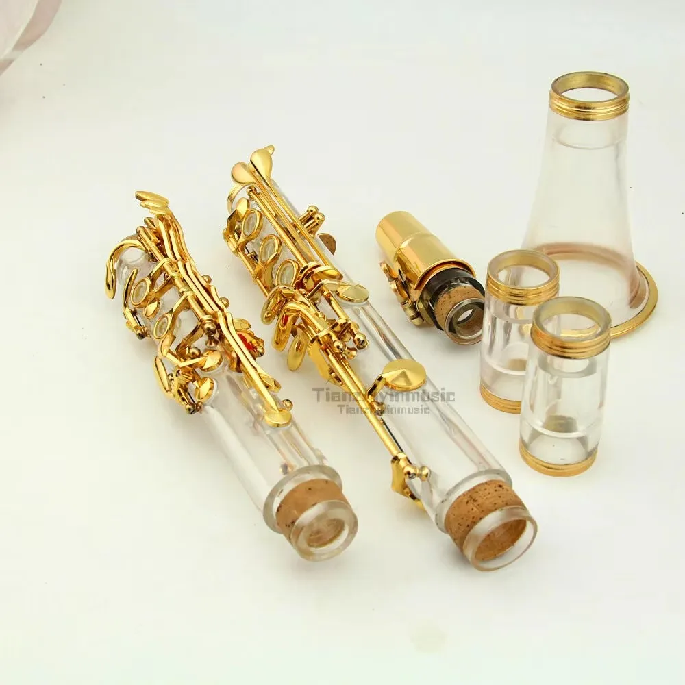 Clear Bb KEY Clarinet kit Real Gold Plated Parts Case / Grease/ Cleaning Cloth