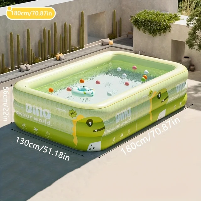 Colorful Inflatable Swimming Pool - Durable PVC Material, Safe and Non-toxic Integrated Design, Rectangular Summer Swimming Pool 5