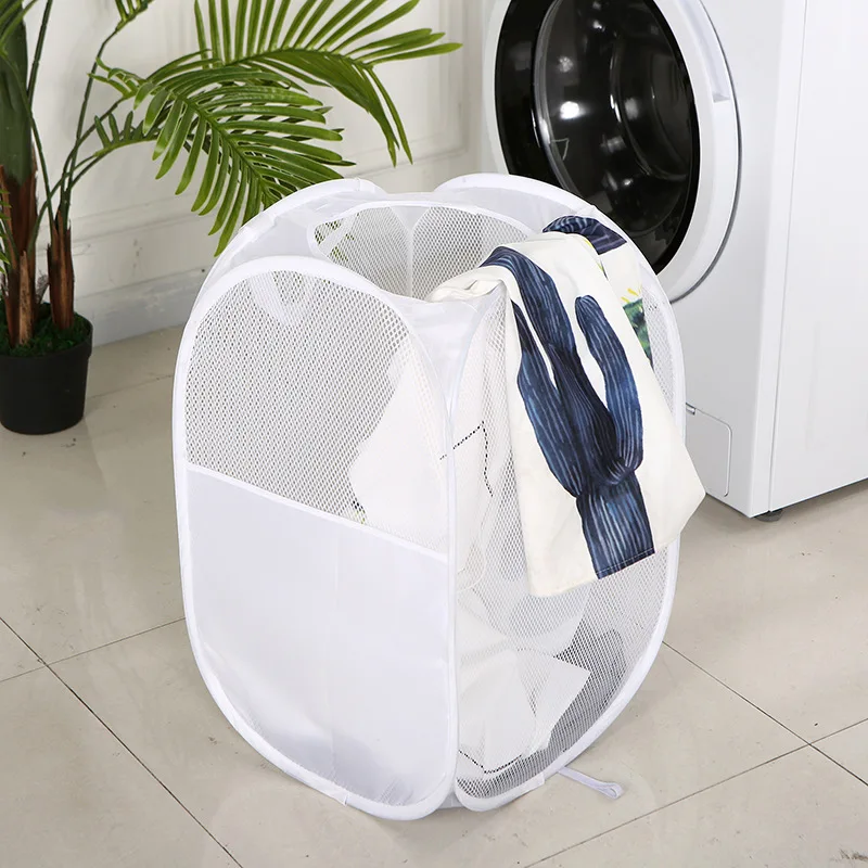 

36x36CM Laundry Basket Large Capacity Organizer Cartoon Foldable Basket For Household Dirty Clothes Nylon Mesh Bag Toy Storage