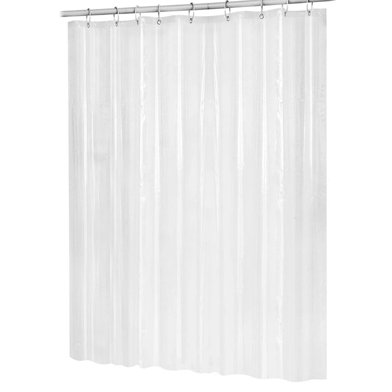 

180x180Cm Peva Waterproof Shower Curtain Transparent White With Hooks