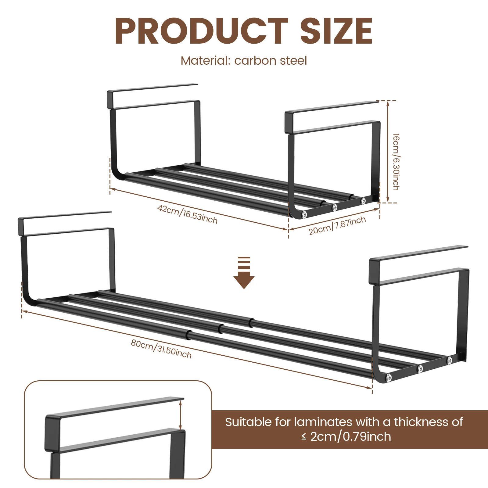 Adjustable Shoe Rack Hanging Under Cabinets Clothes Shoe Storage Shelf Expandable Household Retractable Organizer