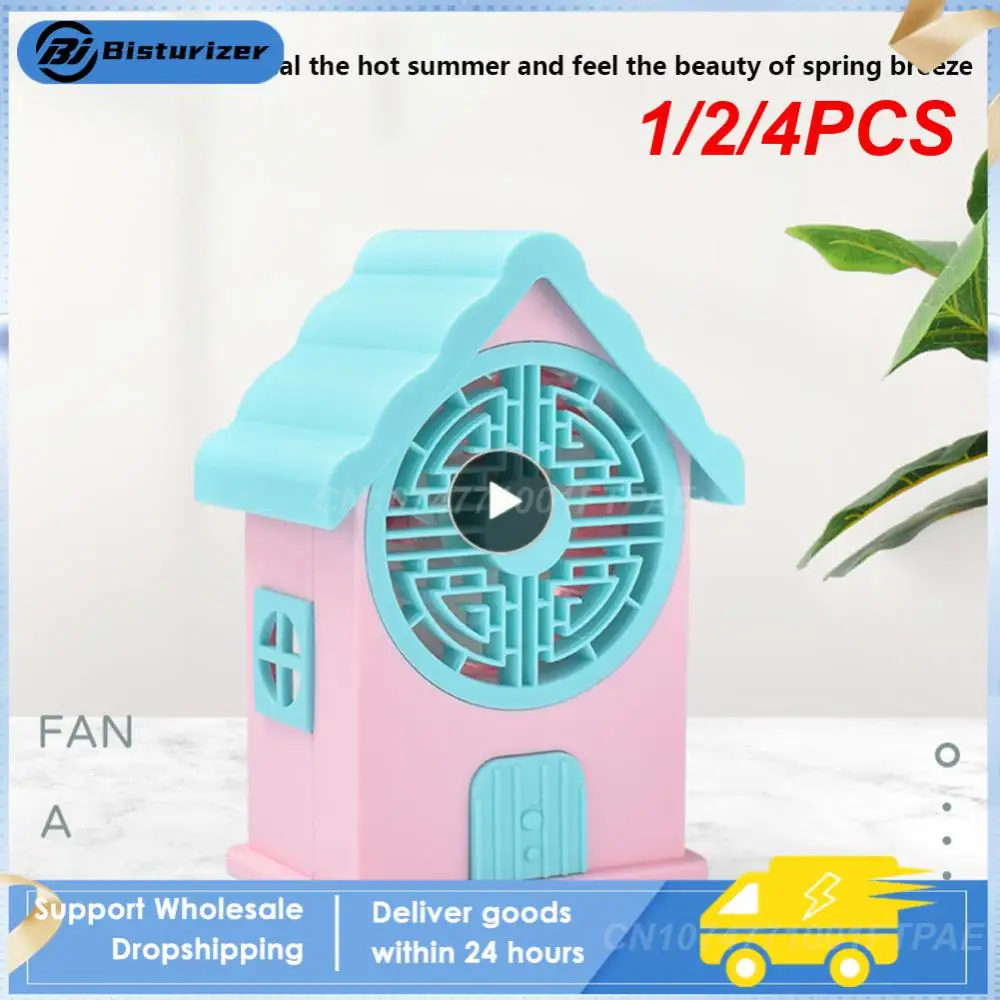 

1/2/4PCS Creative Air Conditioning Three Fan Blade Design Support Multiple Endurance Modes Usb Rechargeable Mini Fans Portable