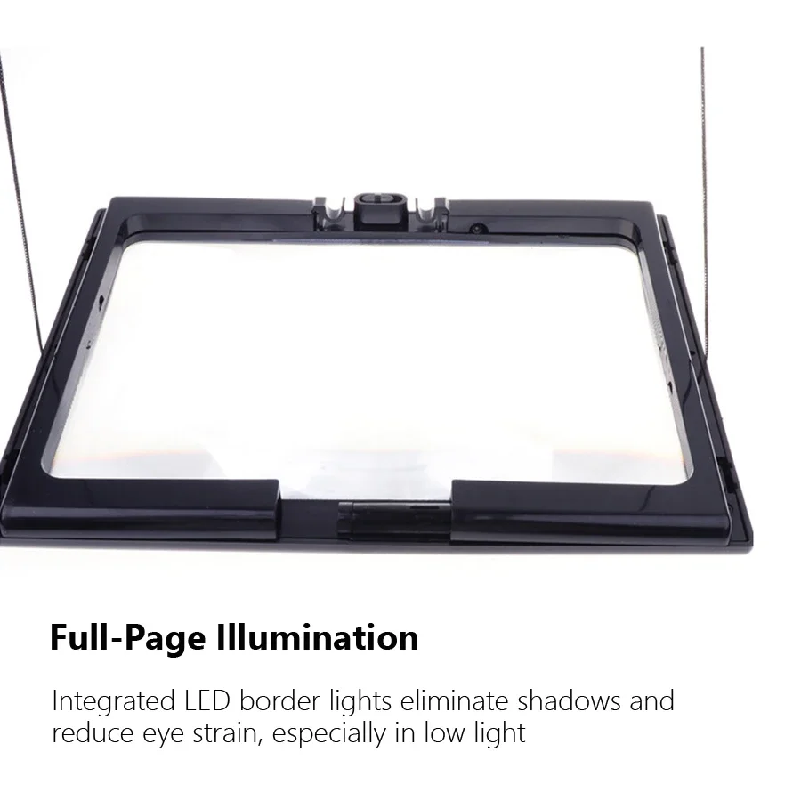 A4 Reading Magnifier 3X Large Full Page Foldable Desktop Magnifying Glass with LED Lights for Seniors Low Vision Book Reading