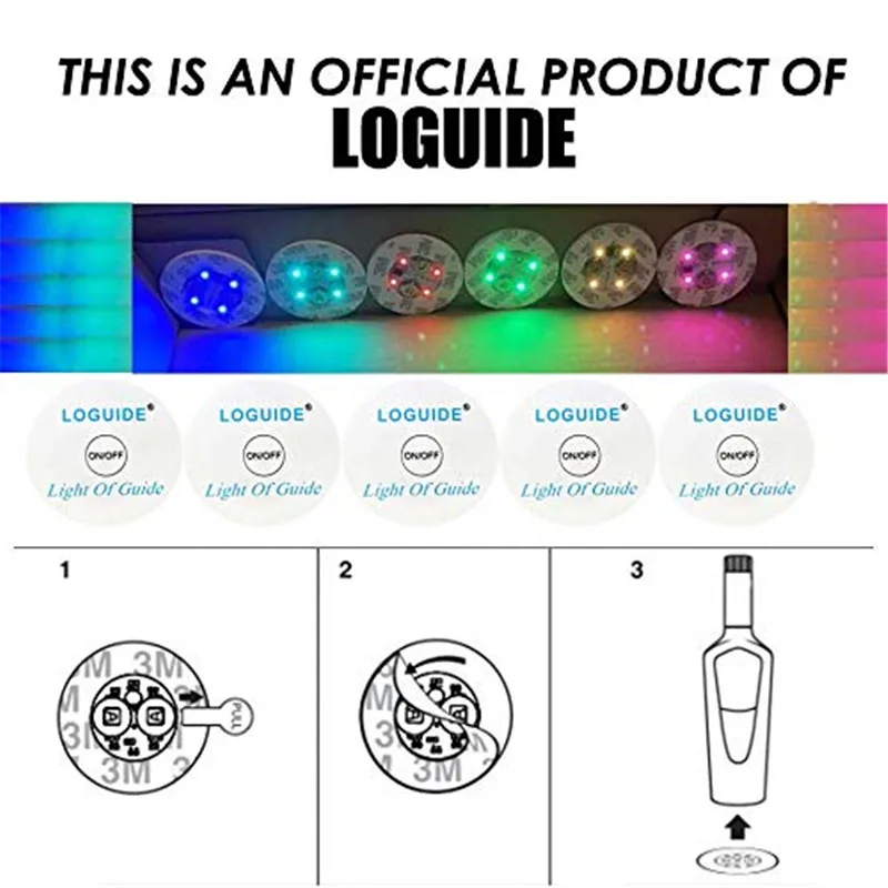 1/10/50pcs Luminous Coaster LED Bar Drinks Cup Pad Wine Liquor Bottles Coaster Atmosphere Light Cup Sticker Light-emitting Prop 5