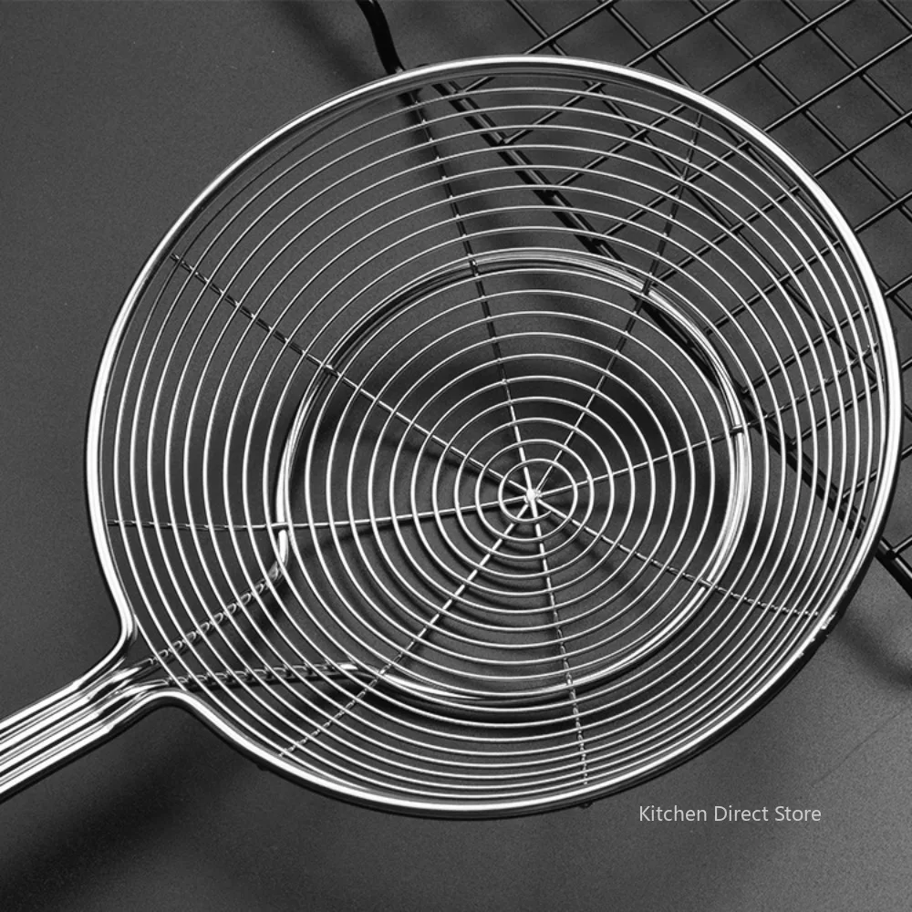 Thicken Reinforce Stainless Steel Fine Mesh Skimmer Spoon Multi-Function Spider Strainer with Long Handle Frying and Straining 6