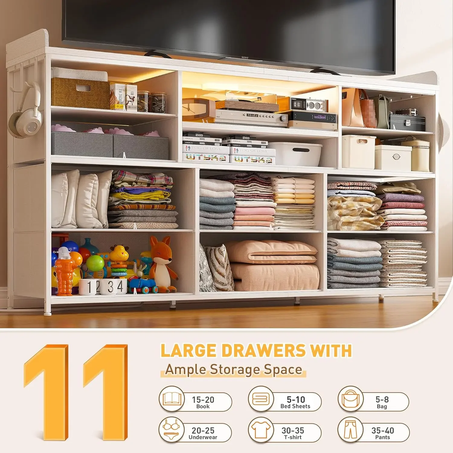 11-Drawer LED TV Dresser 4