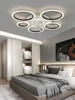Modern white minimalist circle fan light simple living room ceiling fan smart control ceiling fan light. 1