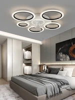 Modern white minimalist circle fan light simple living room ceiling fan smart control ceiling fan light. 1