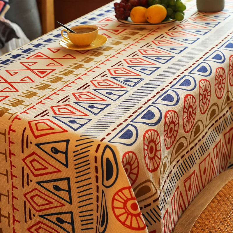 

Tablecloth, Bohemian Culture Pattern Colorful Artwork in Vivid Folk Style, Rectangular Table Cover for Dining Room Kitchen